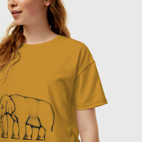 Женская футболка хлопок Oversize Сколько ног у слона, цвет горчичный - фото 3
