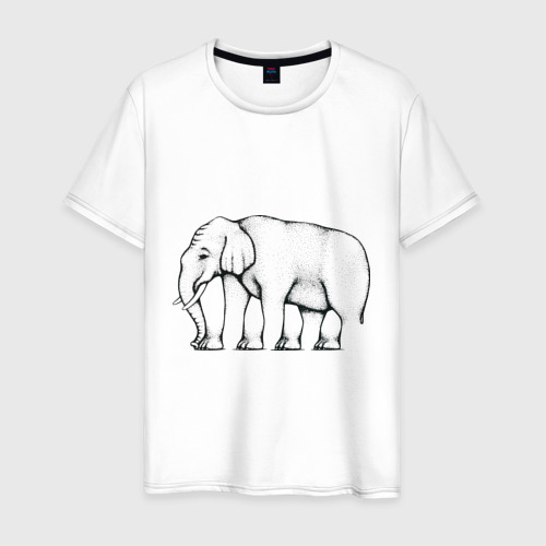 Мужская футболка из хлопка с принтом Сколько ног у слона, вид спереди №1