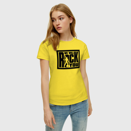 Женская футболка хлопок We will rock you, цвет желтый - фото 3