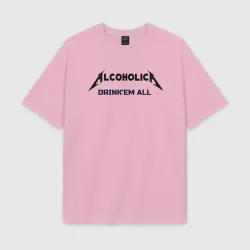 Женская футболка Oversize хлопок texturе AlcoholicA