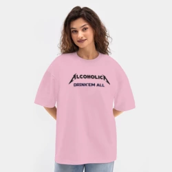 Женская футболка Oversize хлопок texturе AlcoholicA - фото 2