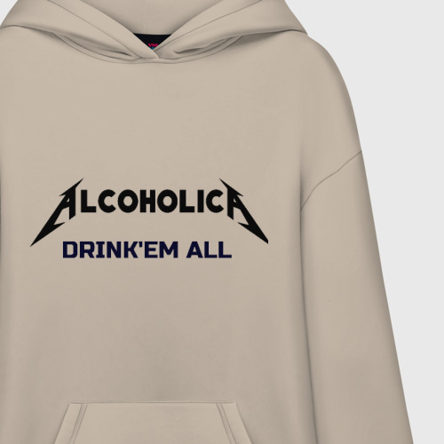 Худи SuperOversize хлопок AlcoholicA, цвет миндальный - фото 3