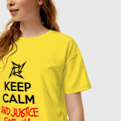 Женская футболка хлопок Oversize Keep Calm And Justice For All - фото 2