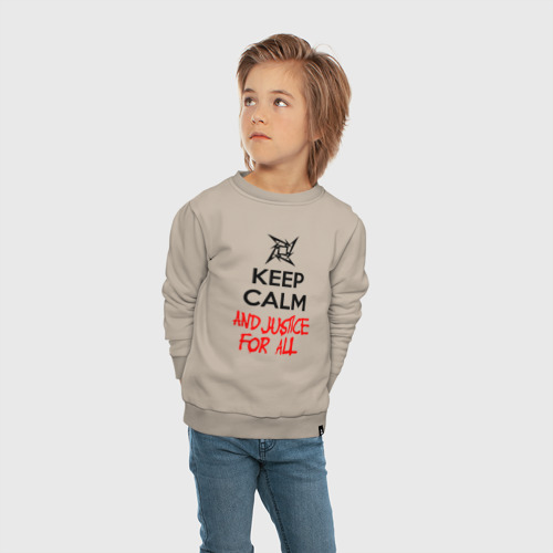 Детский свитшот хлопок Keep Calm And Justice For All, цвет миндальный - фото 5