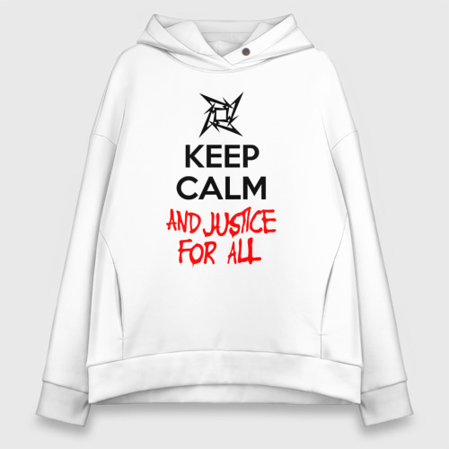 Женское худи Oversize хлопок Keep Calm And Justice For All, цвет белый