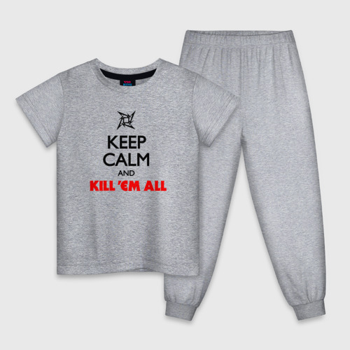 Детская пижама хлопок с принтом Keep Calm And Kill'Em All, вид спереди #2
