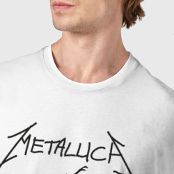 Футболка с принтом Metallica - Scary Guy для женщины, вид на модели спереди №4. Цвет основы: белый