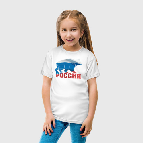 Детская футболка хлопок Россия - это сила, цвет белый - фото 5