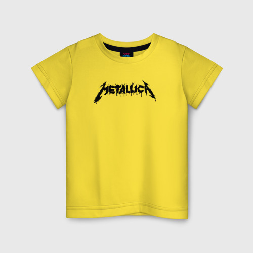 Детская футболка хлопок Metallica painted logo, цвет желтый