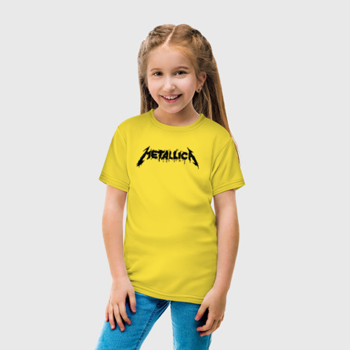 Детская футболка хлопок Metallica painted logo, цвет желтый - фото 5