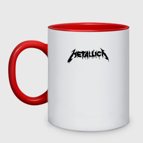 Кружка двухцветная Metallica painted logo, цвет белый + красный