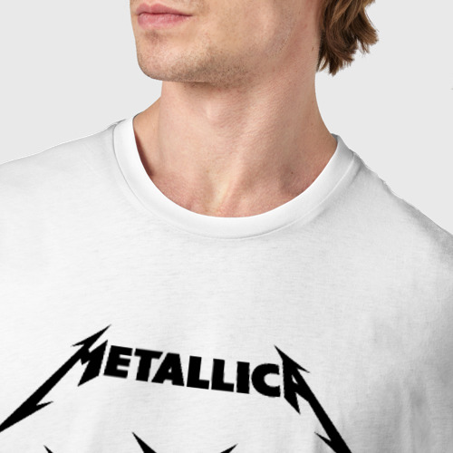 Мужская футболка хлопок 30-летие группы Металлика, цвет белый - фото 6