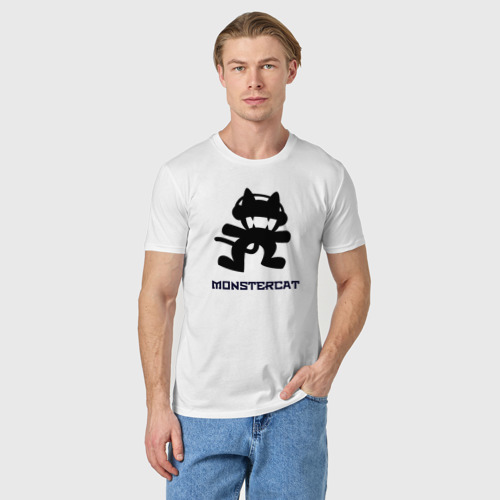 Мужская футболка хлопок Monstercat, цвет белый - фото 3