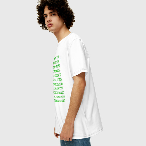 Мужская футболка хлопок Oversize Двоичный код, цвет белый - фото 5