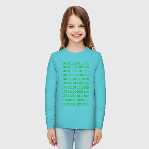 Детский лонгслив хлопок Двоичный код, цвет бирюзовый - фото 5
