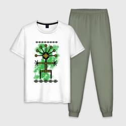 Мужская пижама с белой футболкой хлопок Кураймен курай