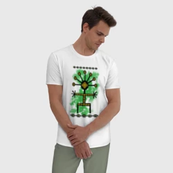 Мужская пижама с белой футболкой хлопок Кураймен курай - фото 2