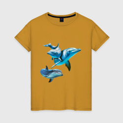 Женская футболка хлопок Дельфины