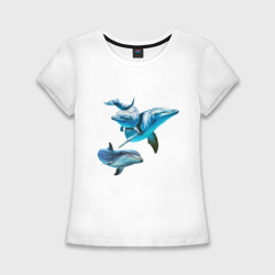 Женская футболка хлопок Slim Дельфины