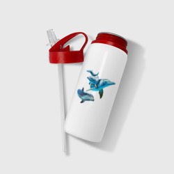 Бутылка для воды с трубочкой Дельфины - фото 2