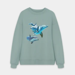 Мужской свитшот oversize без начеса хлопок Дельфины