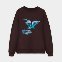 Мужской свитшот oversize без начеса хлопок Дельфины