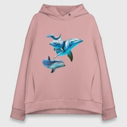 Женское худи Oversize хлопок Дельфины