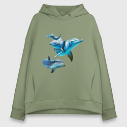 Женское худи Oversize хлопок Дельфины