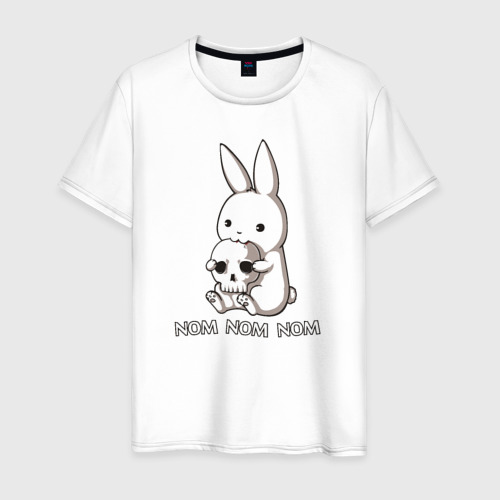 Мужская футболка из хлопка с принтом Кролик с черепом, вид спереди №1