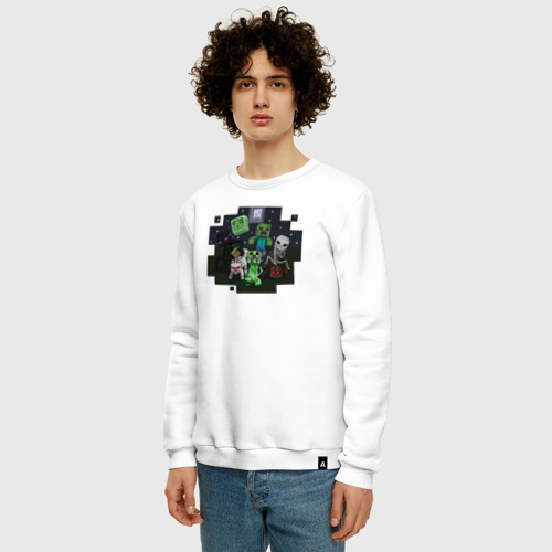 Мужской свитшот хлопок Minecraft, цвет белый - фото 3