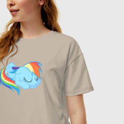 Женская футболка хлопок Oversize Rainbow Dash sleeps - фото 2