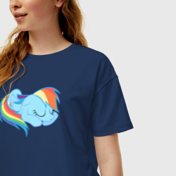 Женская футболка хлопок Oversize Rainbow Dash sleeps - фото 2