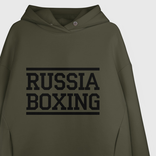 Женское худи Oversize хлопок Russia boxing, цвет хаки - фото 3