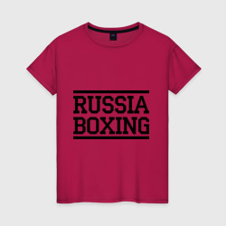 Женская футболка хлопок Russia boxing