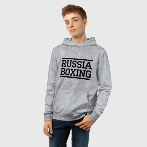 Детская толстовка хлопок Russia boxing, цвет меланж - фото 6