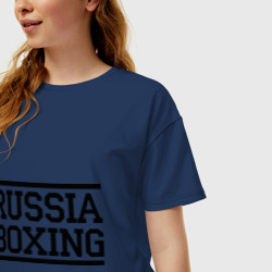 Женская футболка хлопок Oversize Russia boxing - фото 2