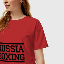 Женская футболка хлопок Oversize Russia boxing - фото 2