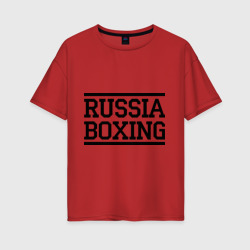 Женская футболка хлопок Oversize Russia boxing