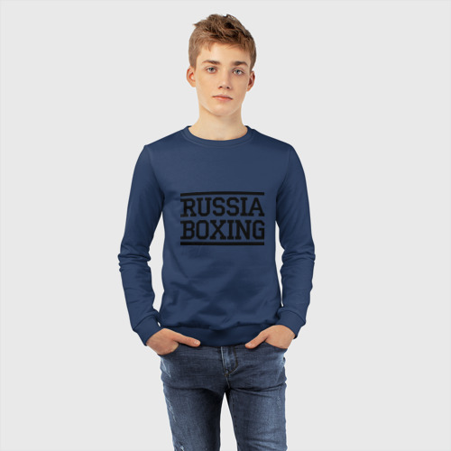 Детский свитшот хлопок Russia boxing, цвет темно-синий - фото 7