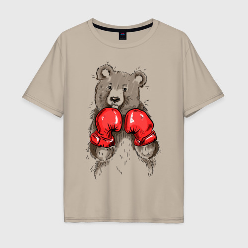 Мужская футболка хлопок Oversize Russia boxing, цвет миндальный