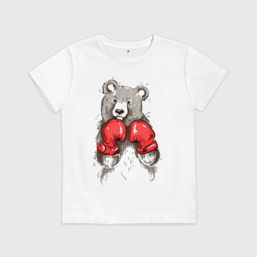 Детская футболка хлопок с принтом Russia boxing, вид спереди #2