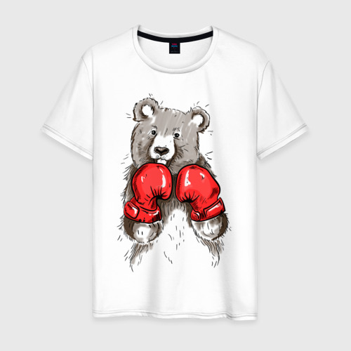 Мужская футболка из хлопка с принтом Russia boxing, вид спереди №1