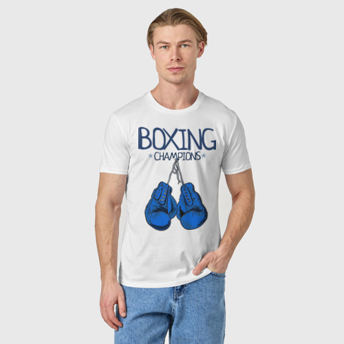 Мужская футболка хлопок Boxing champions, цвет белый - фото 3