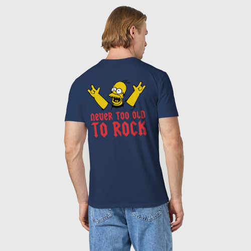 Мужская футболка хлопок Never too old to rock, цвет темно-синий - фото 4