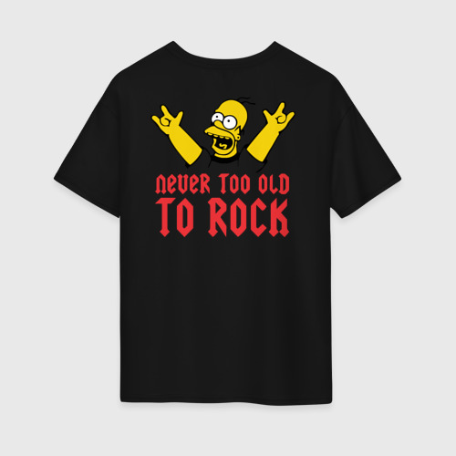 Женская футболка хлопок Oversize Never too old to rock, цвет черный - фото 2