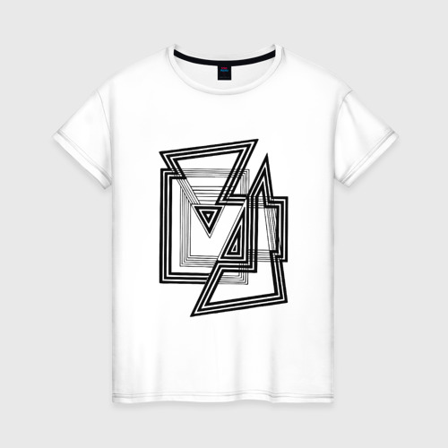 Женская футболка хлопок Two triangles and two squares, цвет белый