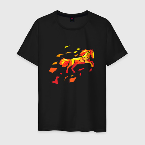 Мужская футболка хлопок Fire horse, цвет черный