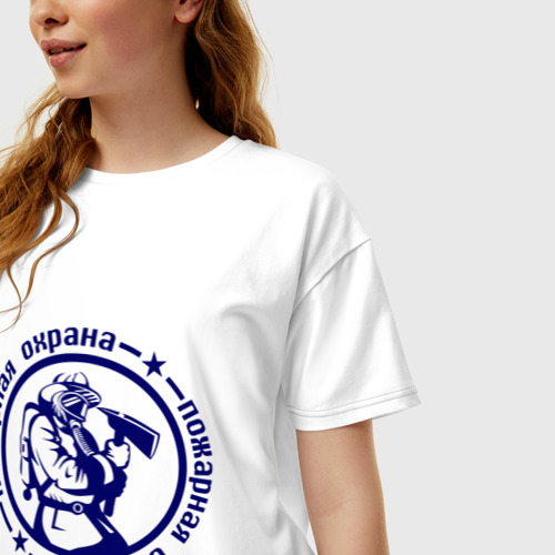 Женская футболка хлопок Oversize Пожарная охрана, цвет белый - фото 3