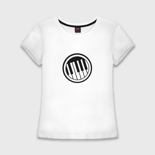 Женская приталенная футболка из хлопка с принтом Piano, вид спереди №1