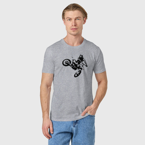 Мужская футболка хлопок Мотокросс, цвет меланж - фото 3